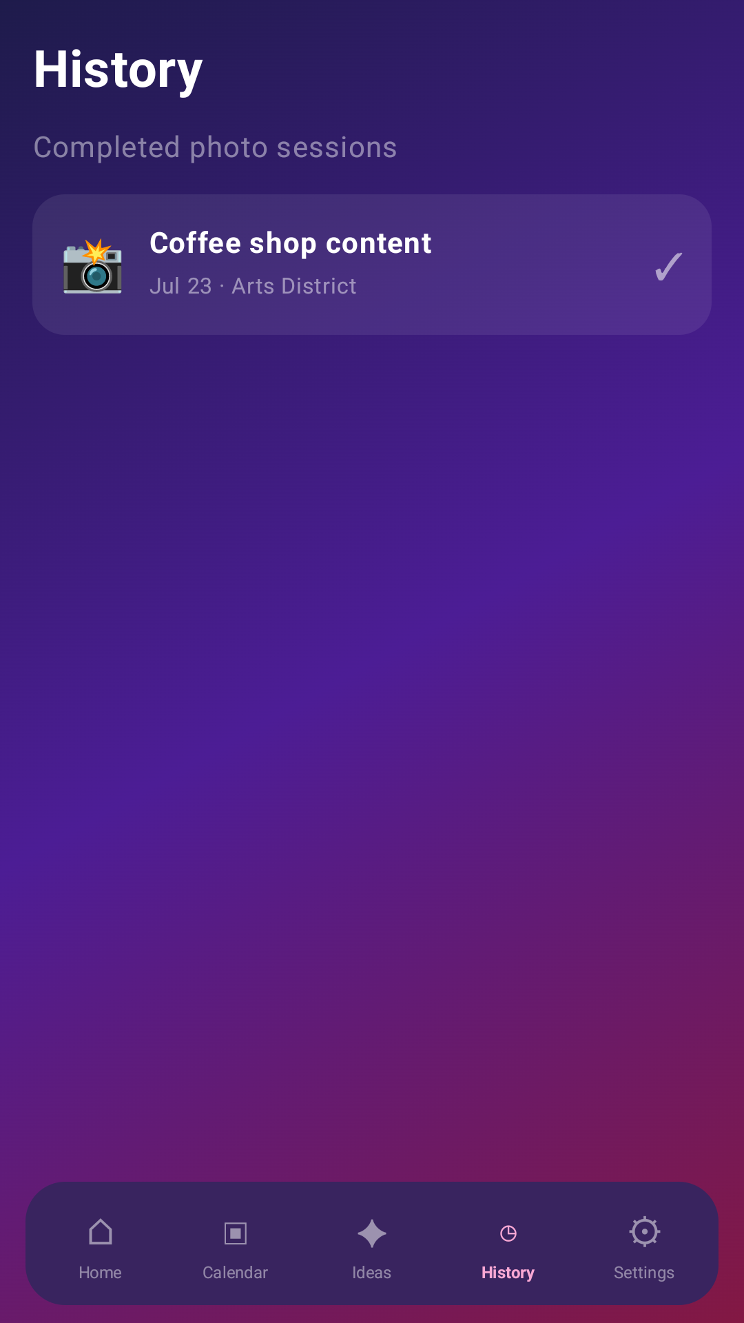 History screen